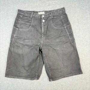 Vintage Guess Jeans Men 32 Black Denim Shorts Baggy Jorts Made in USA 90s Style